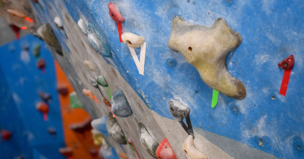 close up of indoor rock wall