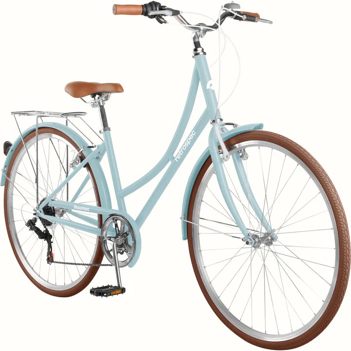 Blue step-through frame bicycle