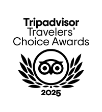 Tripadvisor Travelers' Choice Awards 2025 logo with owl and laurel design.